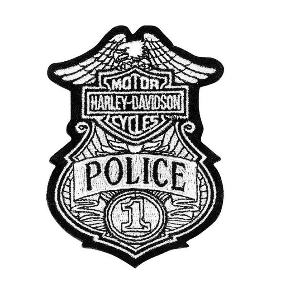 Harley-Davidson Police Original White Patch Small Size 3'' W X 4''