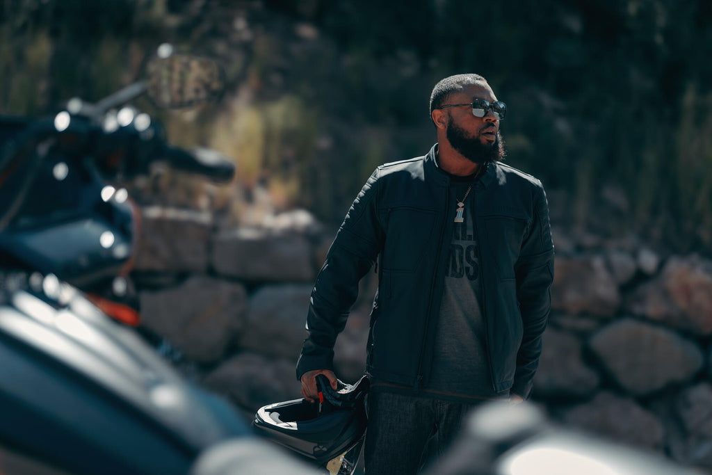 Willie G Skull Graphic Leather Riding Jacket
