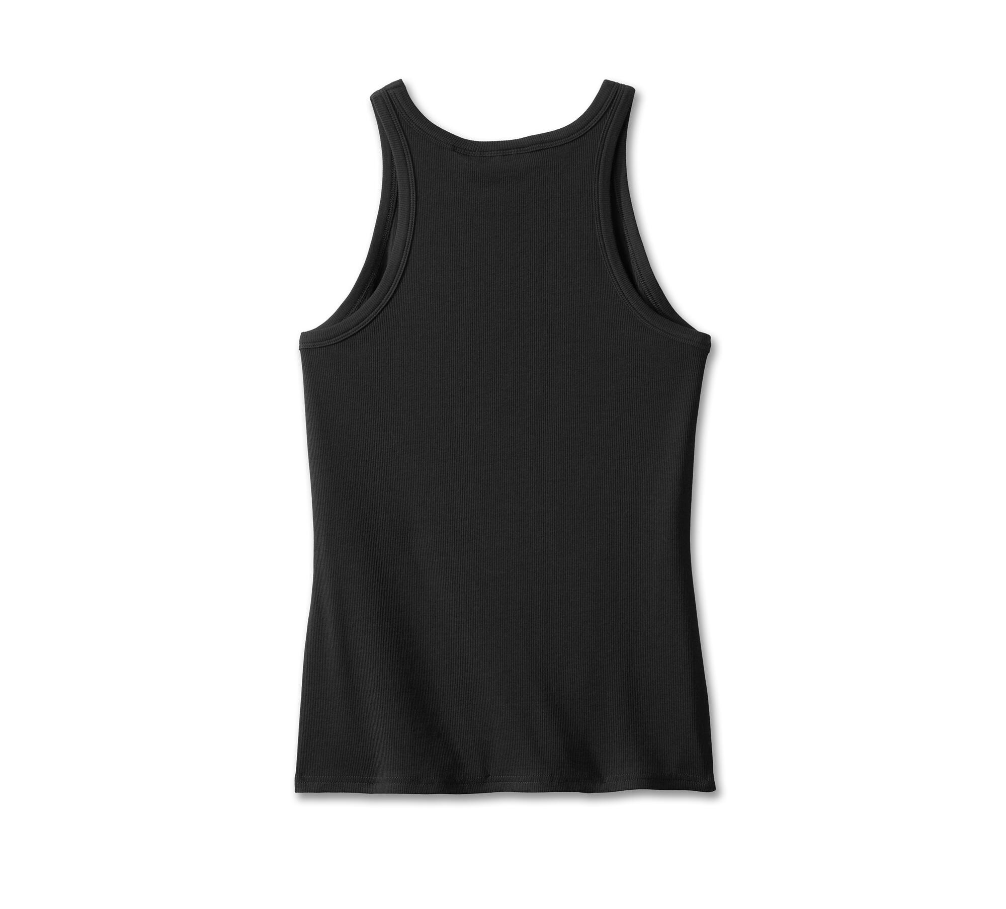 Harley-Davidson® Stacked Bar & Shield Racerback Tank Top- Harley Black