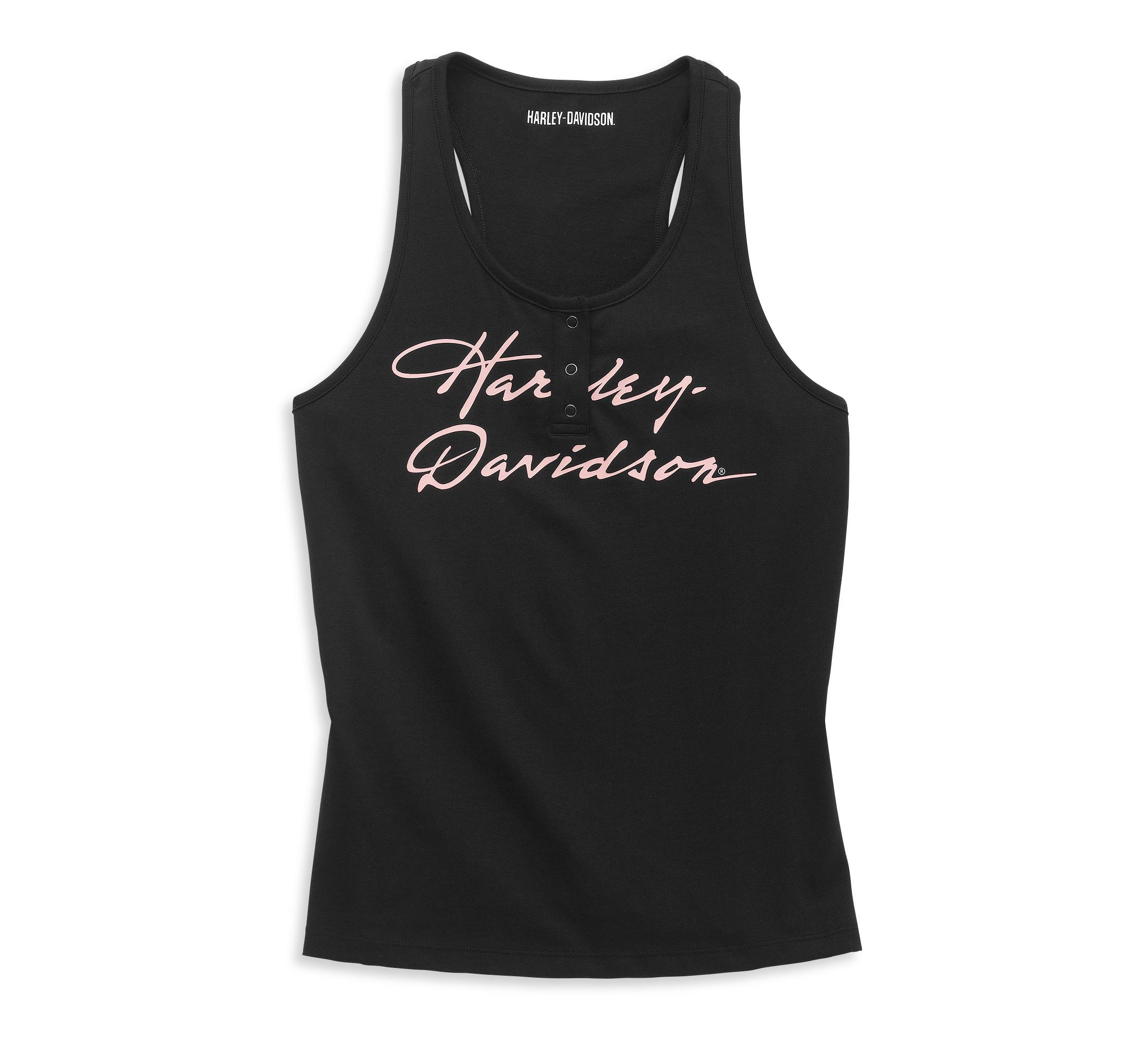 Women's Script Font Henley Racerback Tank