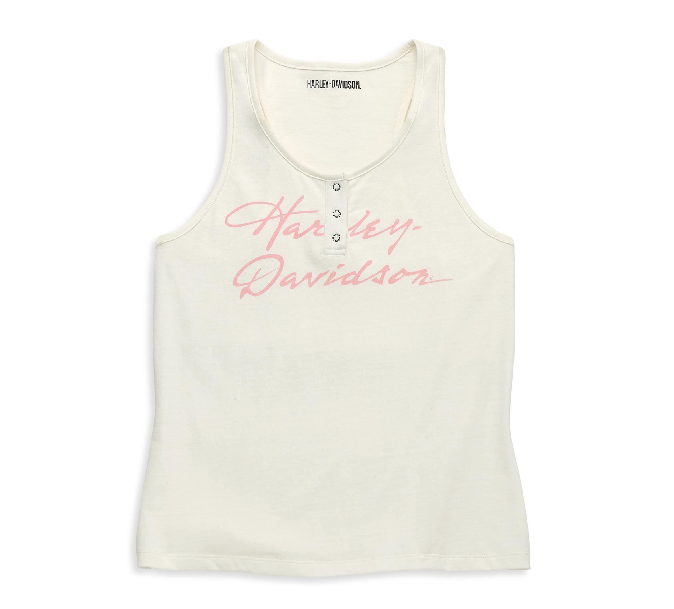 Women's Script Font Henley Racerback Tank