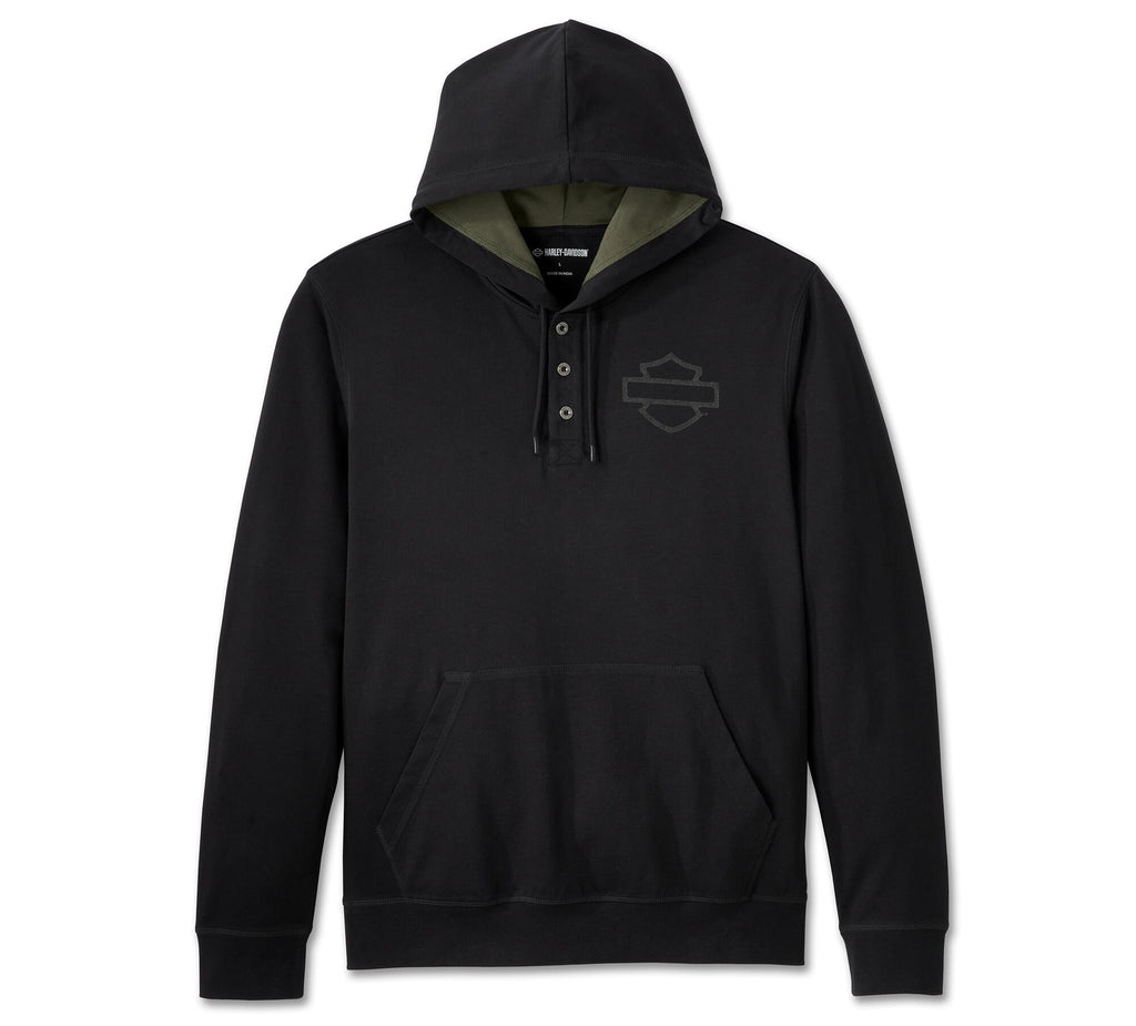 Harley-Davidson men´s Hooded Henley Cowboy Rider - Harley Black