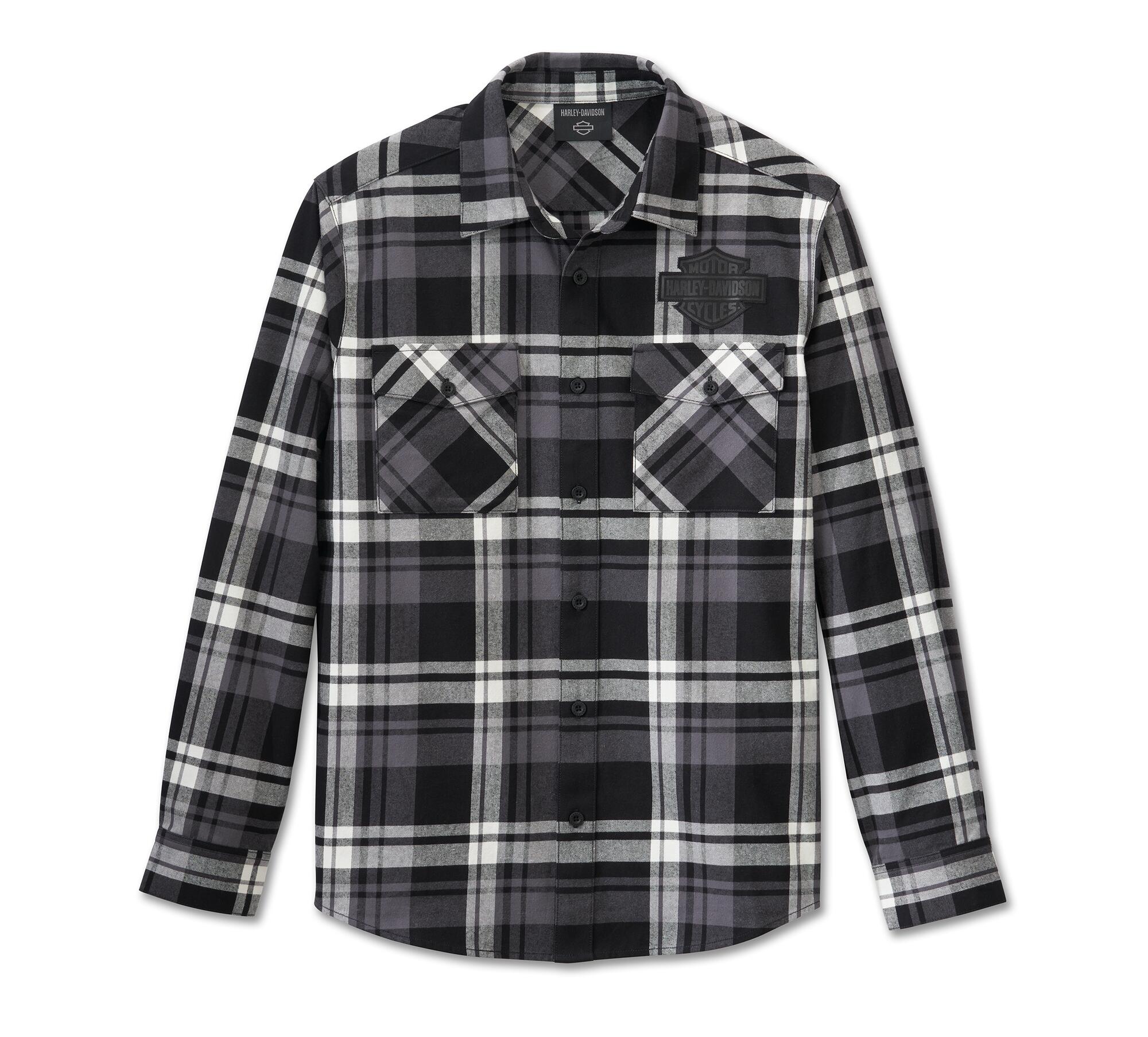 HARLEY-DAVIDSON MENS BAR & SHIELD FLANNEL SHIRT