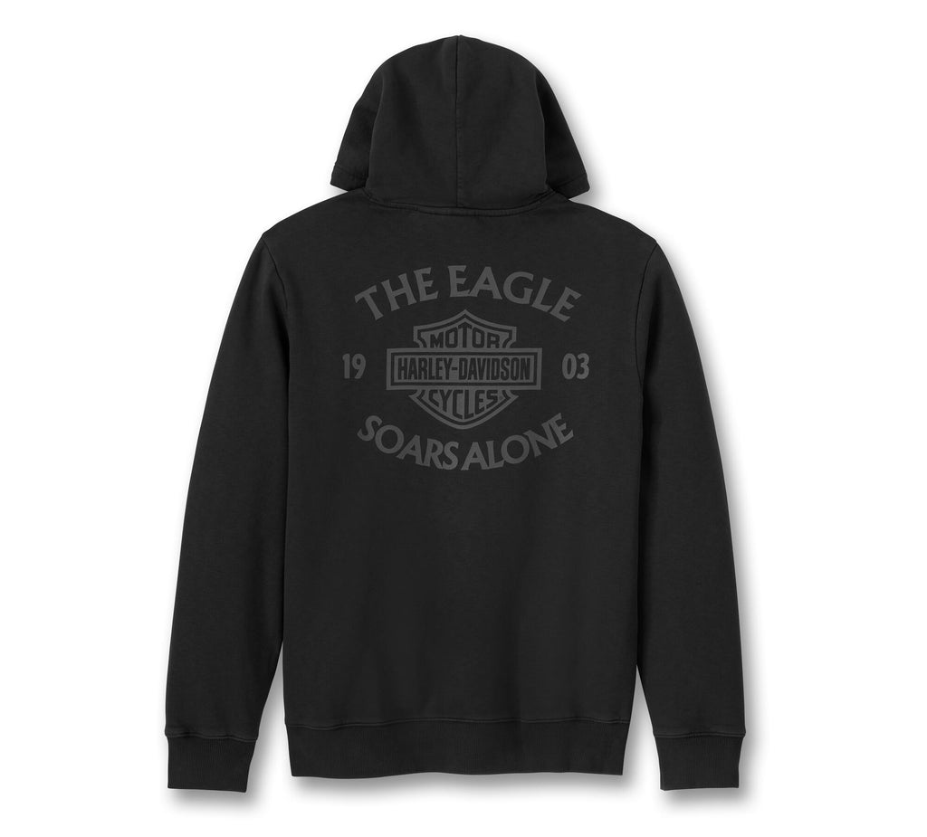 Eagle Soars Alone Slub Hoodie - Harley Black