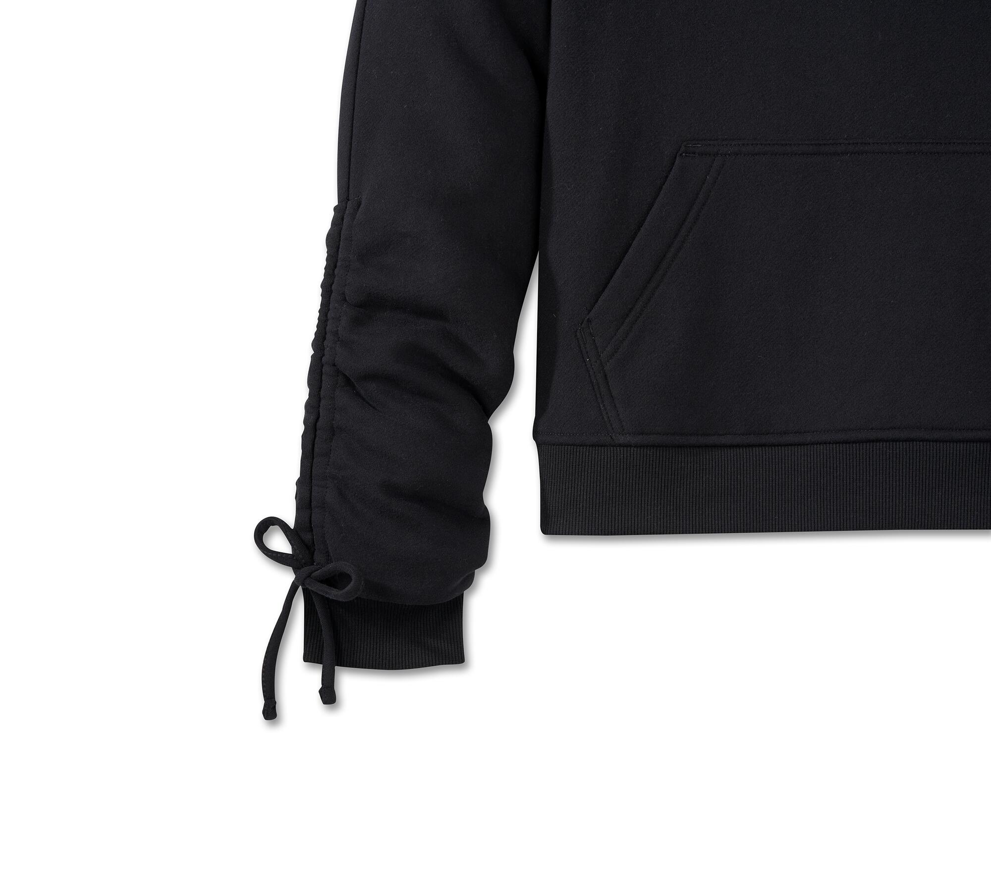 Harley Women's Wild Cat Bar & Shield Raglan Hoodie - Harley Black