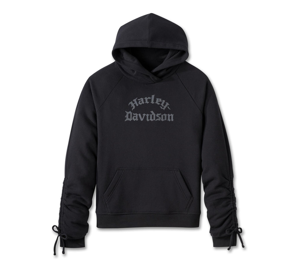 Harley Women's Wild Cat Bar & Shield Raglan Hoodie - Harley Black