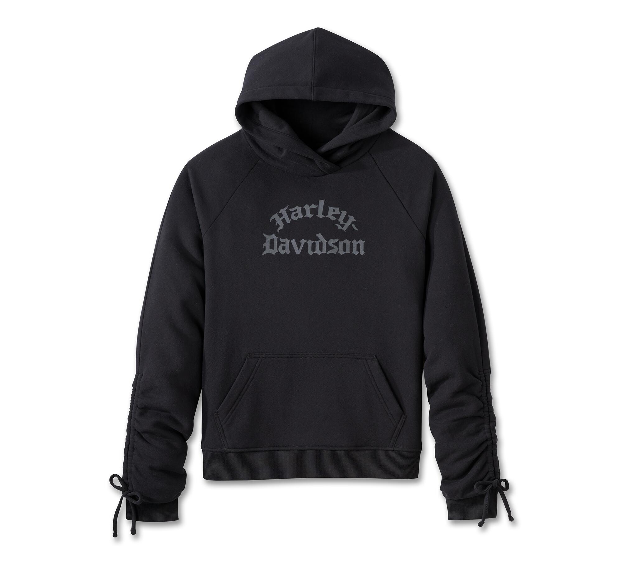 Harley Women's Wild Cat Bar & Shield Raglan Hoodie - Harley Black