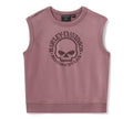Women's Willie G Skull Bling Sleeveless Crew - Nostalgia Rose