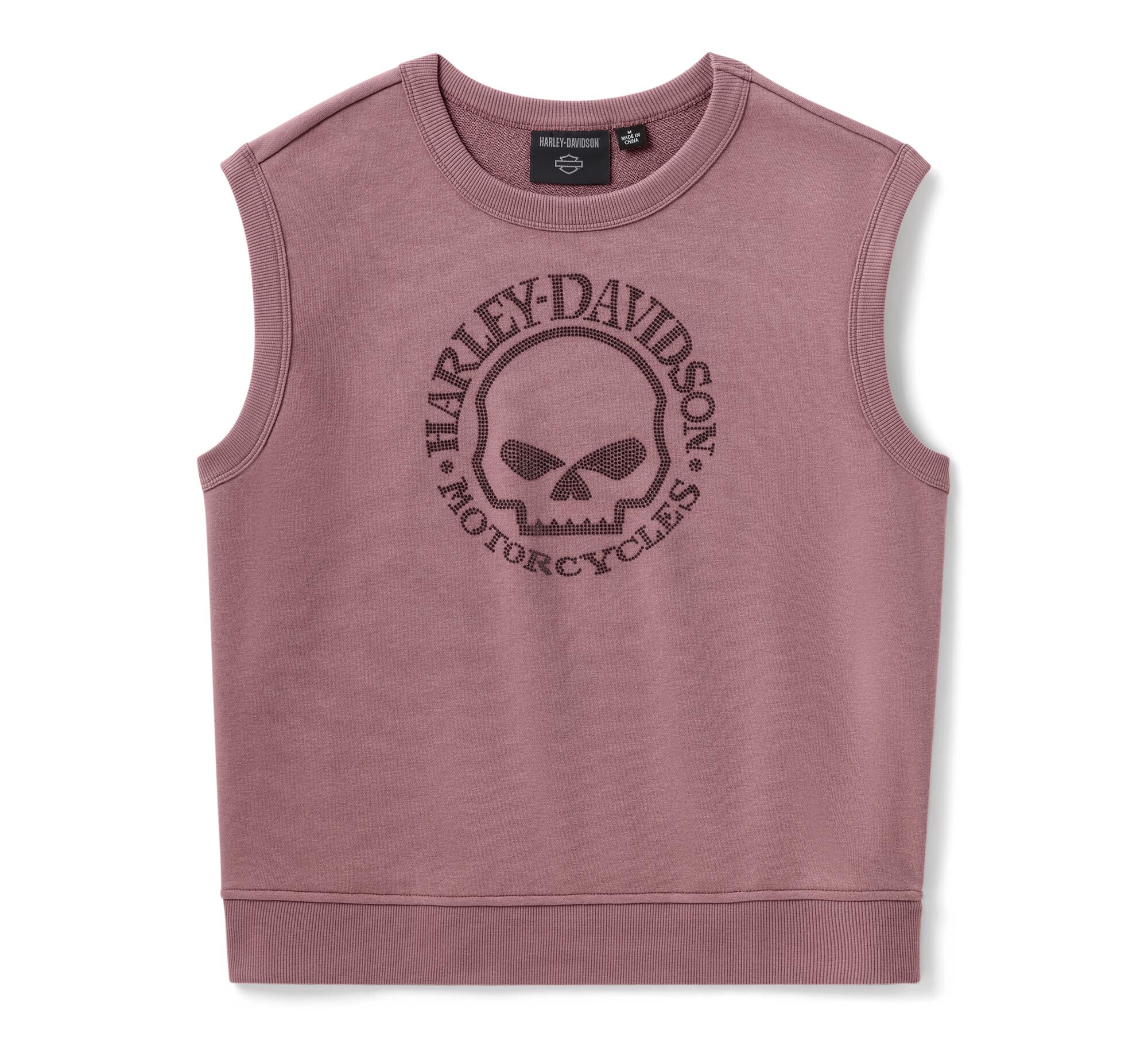 Women's Willie G Skull Bling Sleeveless Crew - Nostalgia Rose