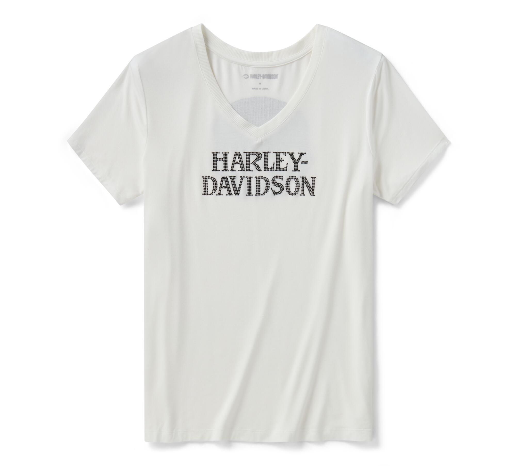 Women's Willie G Skull Bling V-neck - Cloud Dancer