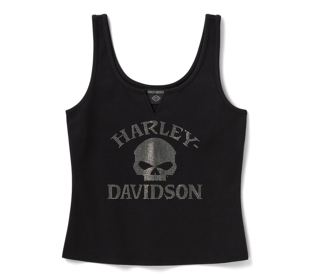 Women's Willie G Skull Bling Tank - Harley Black
