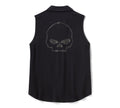 Women's Willie G Skull Bling Sleeveless Woven - Harley Black
