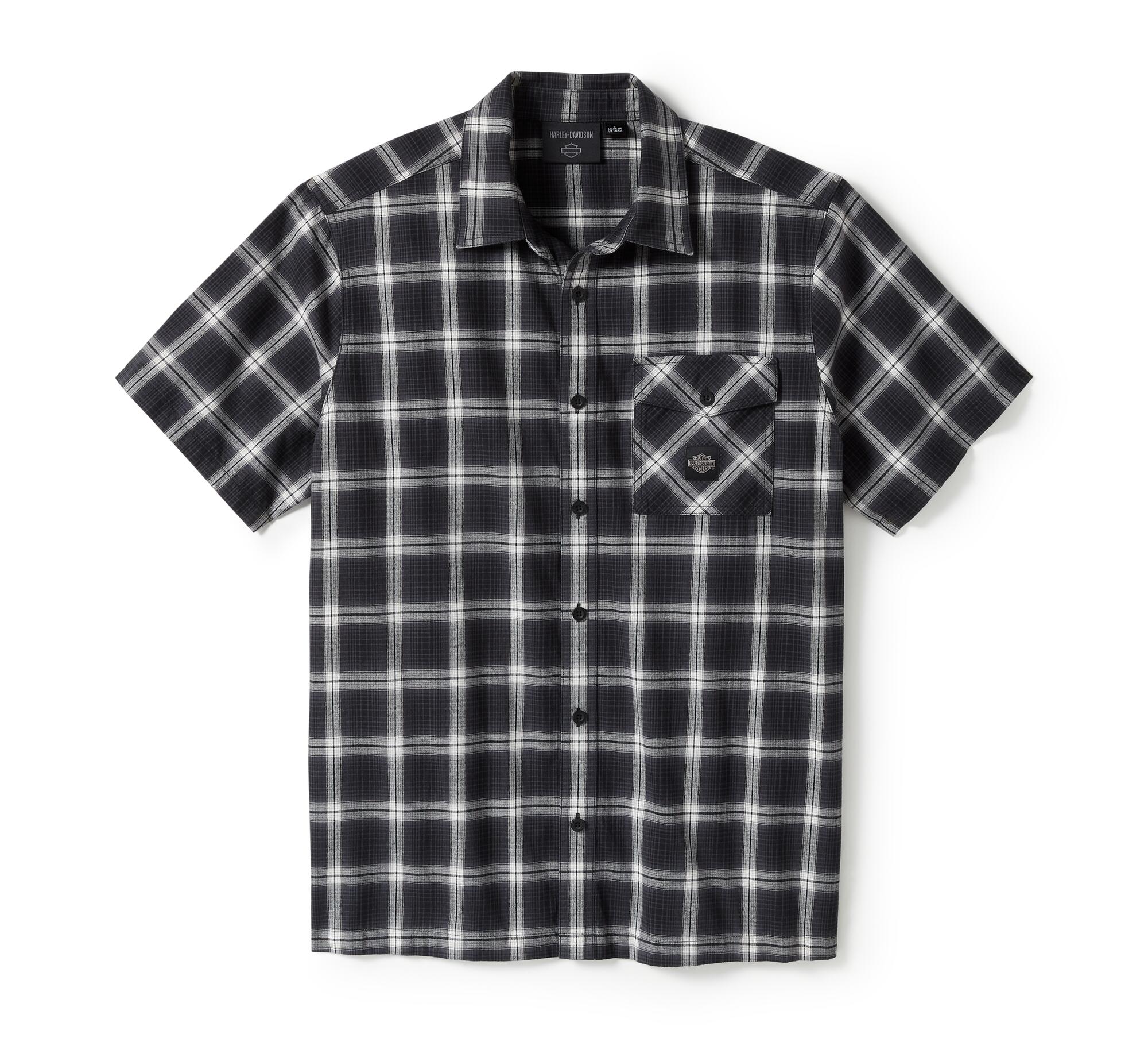 Men's Staple Short Sleeve Shirt - Plaid - Harley Black & Cloud Dancer