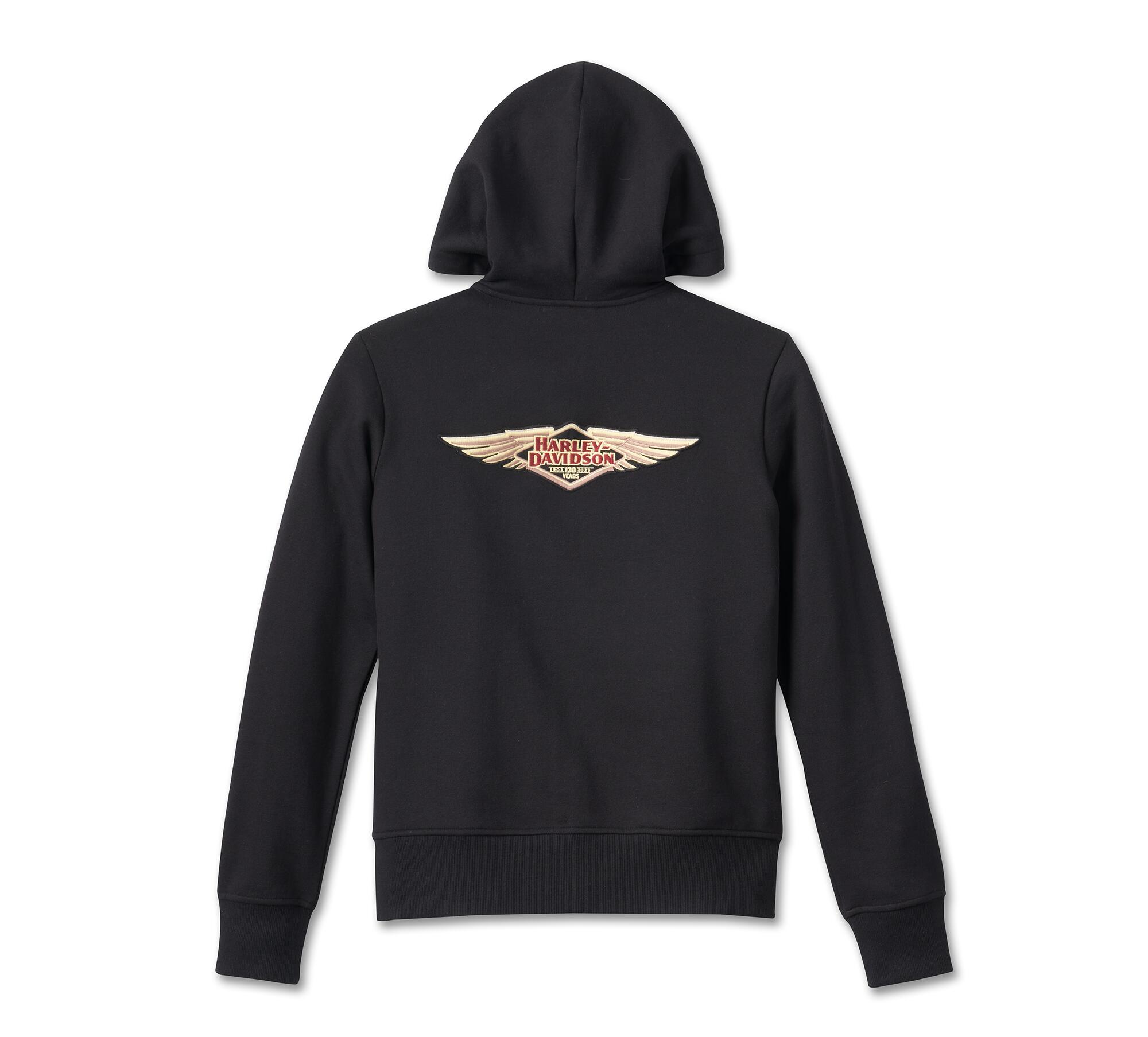 Harley-Davidson® Women's 120th Anniversary Special Zip Front Hoodie - Black Beauty