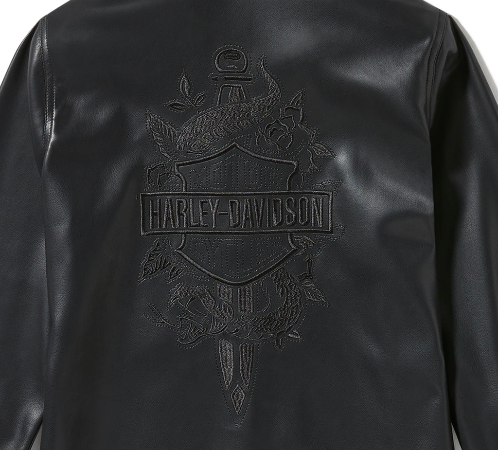 Women's Metallic Dagger Faux Leather Shirt