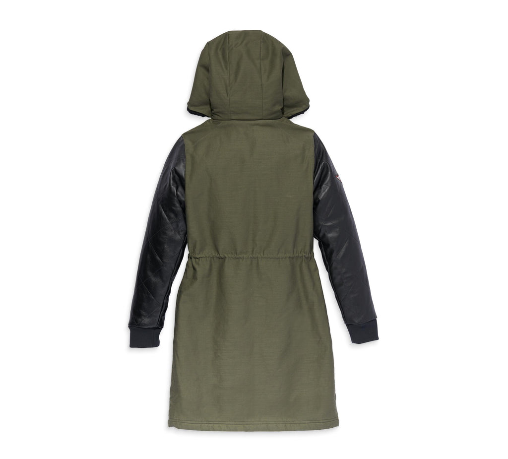 Harley-Davidson® Women's Up North Parka w/ Leather Sleeves - Green