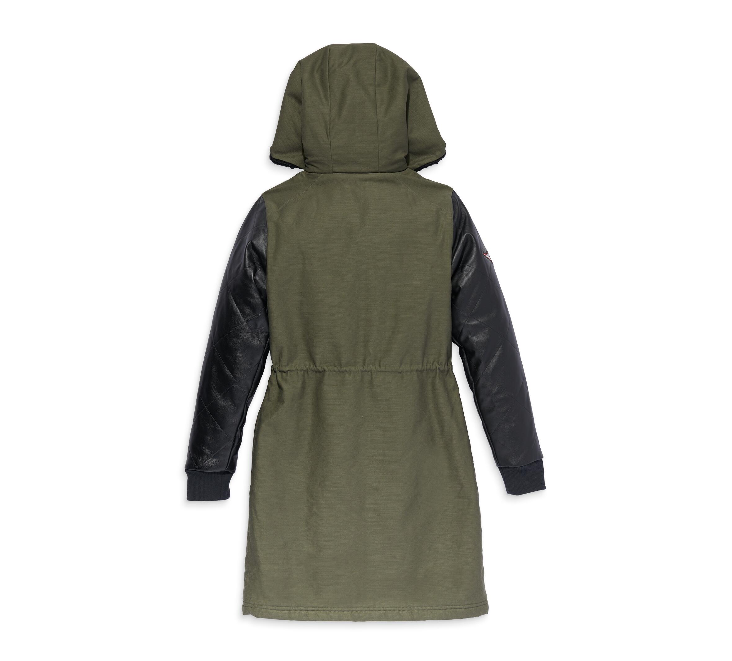 Harley-Davidson® Women's Up North Parka w/ Leather Sleeves - Green