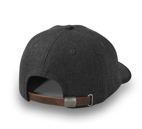 Harley-Davidson Bar & Shield Wool Strapback Adjustable Hat, Charcoal Grey Cap