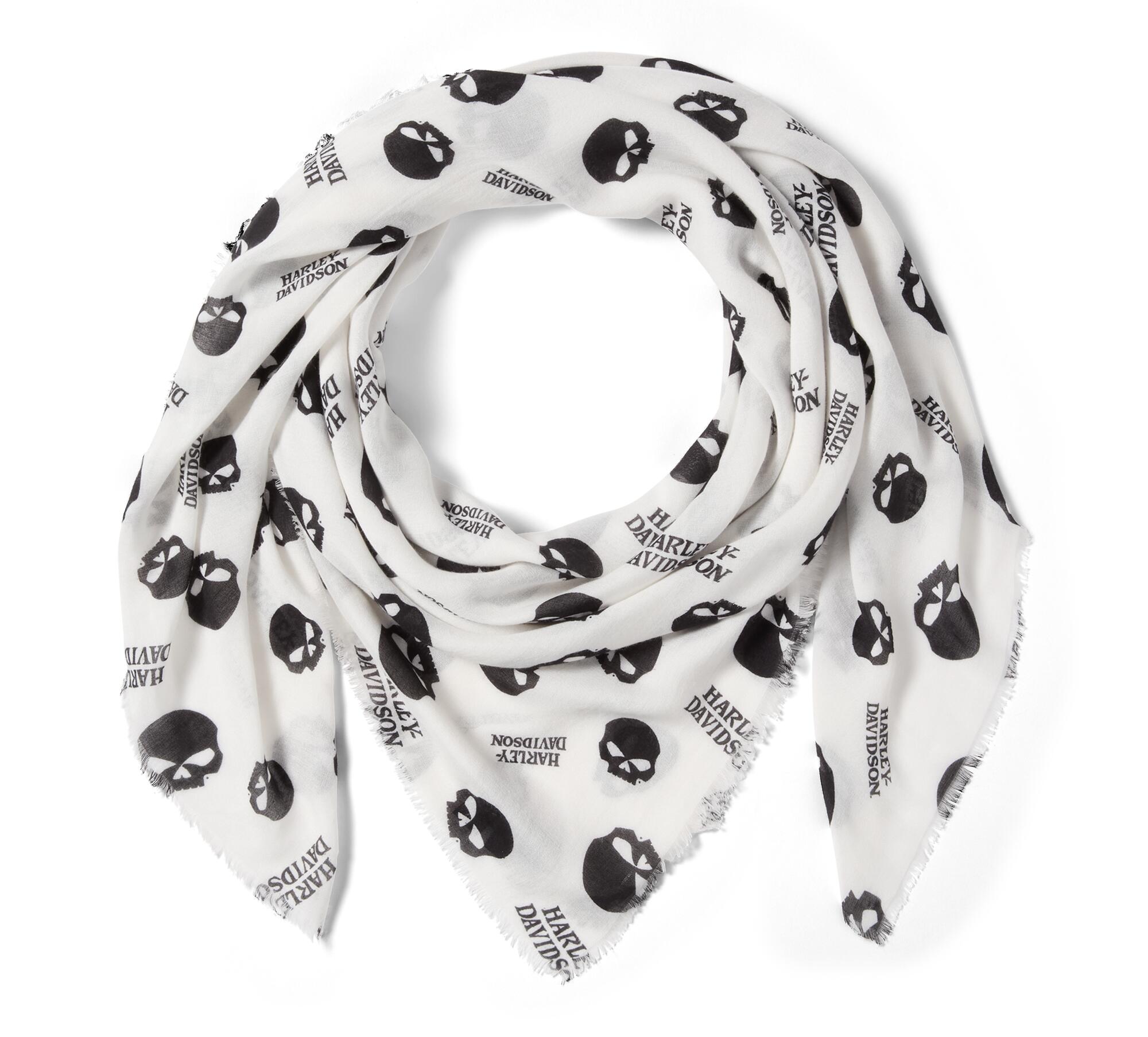 Women's Willie G Skull Shawl - Print - Cloud Dancer & Harley Black