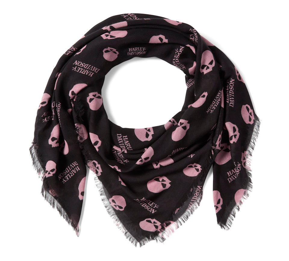Women's Willie G Skull Shawl - Print - Harley Black & Nostalgia Rose
