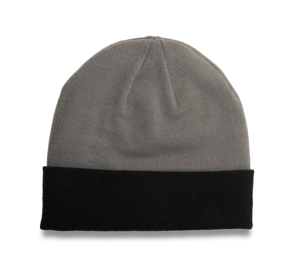 Harley-Davidson® Racer Font Contrast Cuff Knit Beanie Hat - Gray