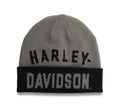Harley-Davidson® Racer Font Contrast Cuff Knit Beanie Hat - Gray