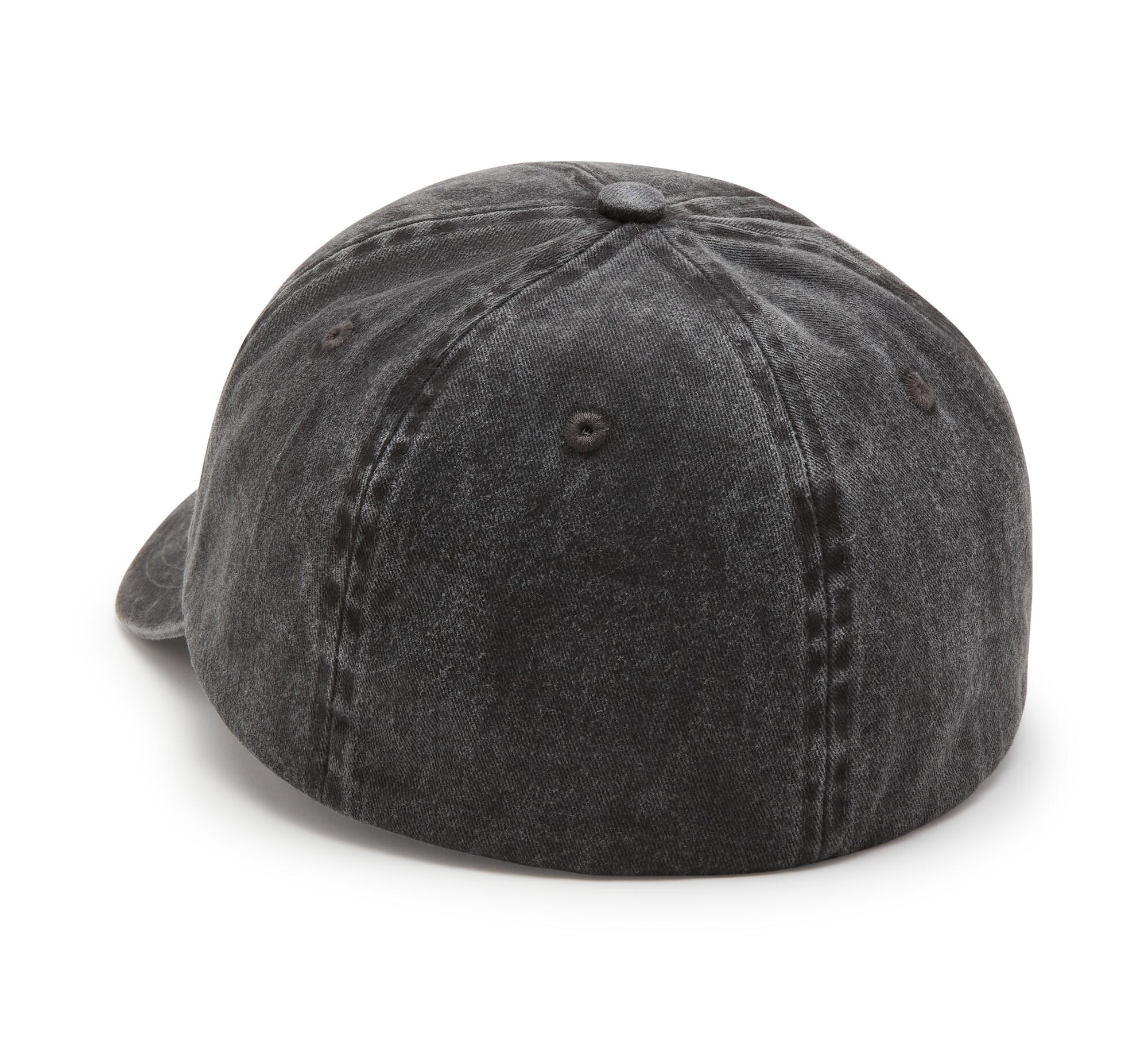 Arched Font Panhead Fitted Baseball Hat - Harley Black