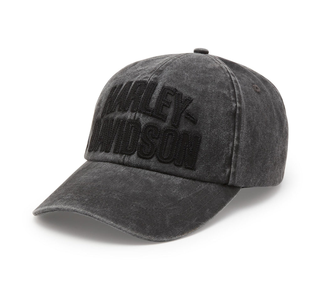 Arched Font Panhead Fitted Baseball Hat - Harley Black
