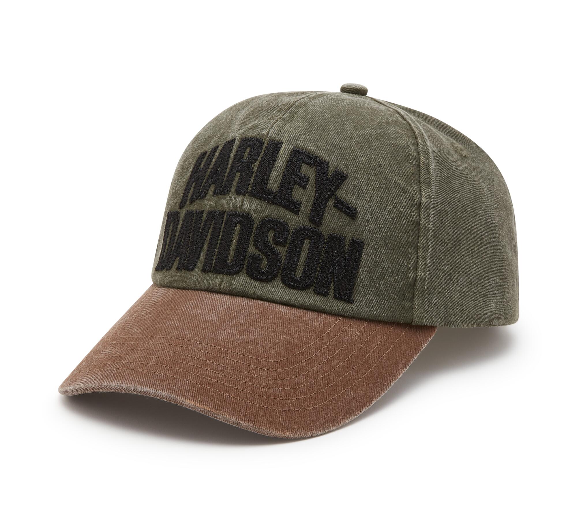 Arched Font Panhead Fitted Baseball Hat - Colorblocked - Grape Leaf &Dark Brown