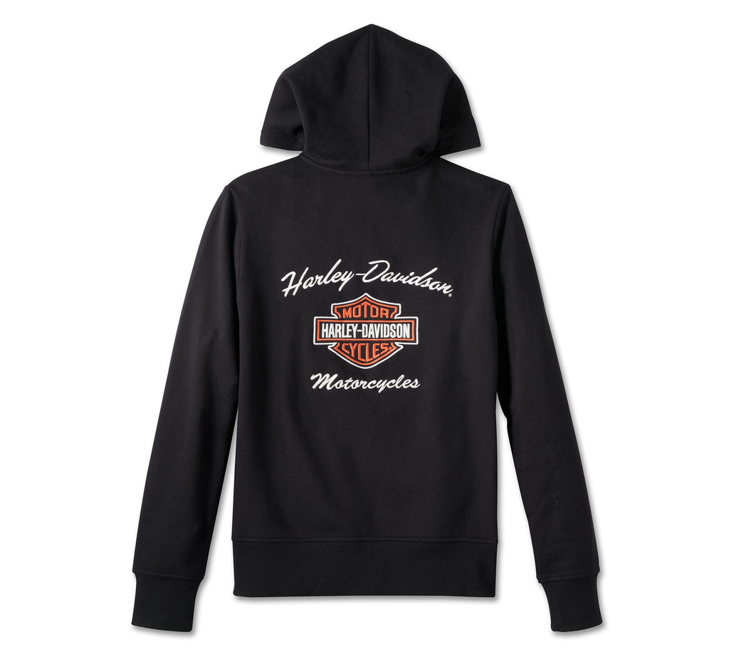 Women's Special Bar & Shield Zip Front Hoodie - Black Beauty