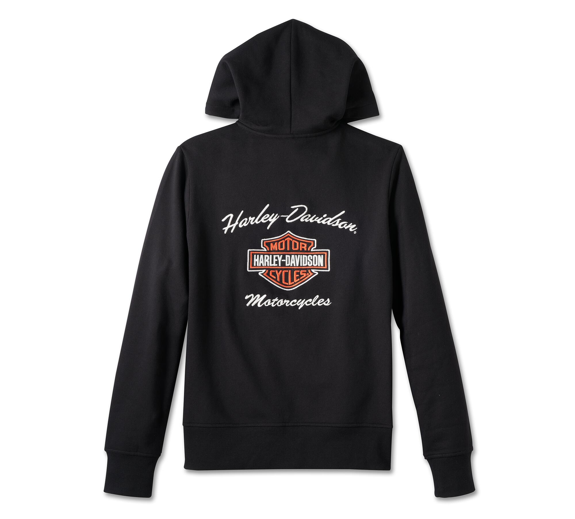 Women's Special Bar & Shield Zip Front Hoodie - Black Beauty