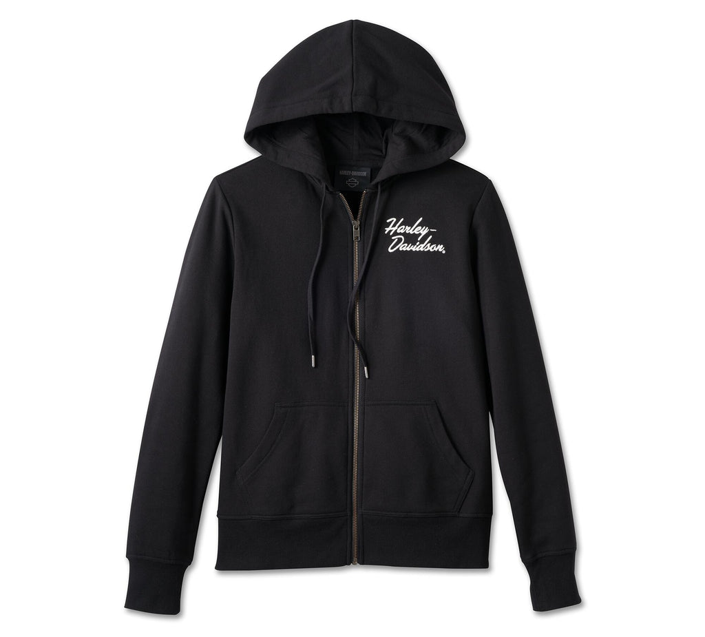 Women's Special Bar & Shield Zip Front Hoodie - Black Beauty