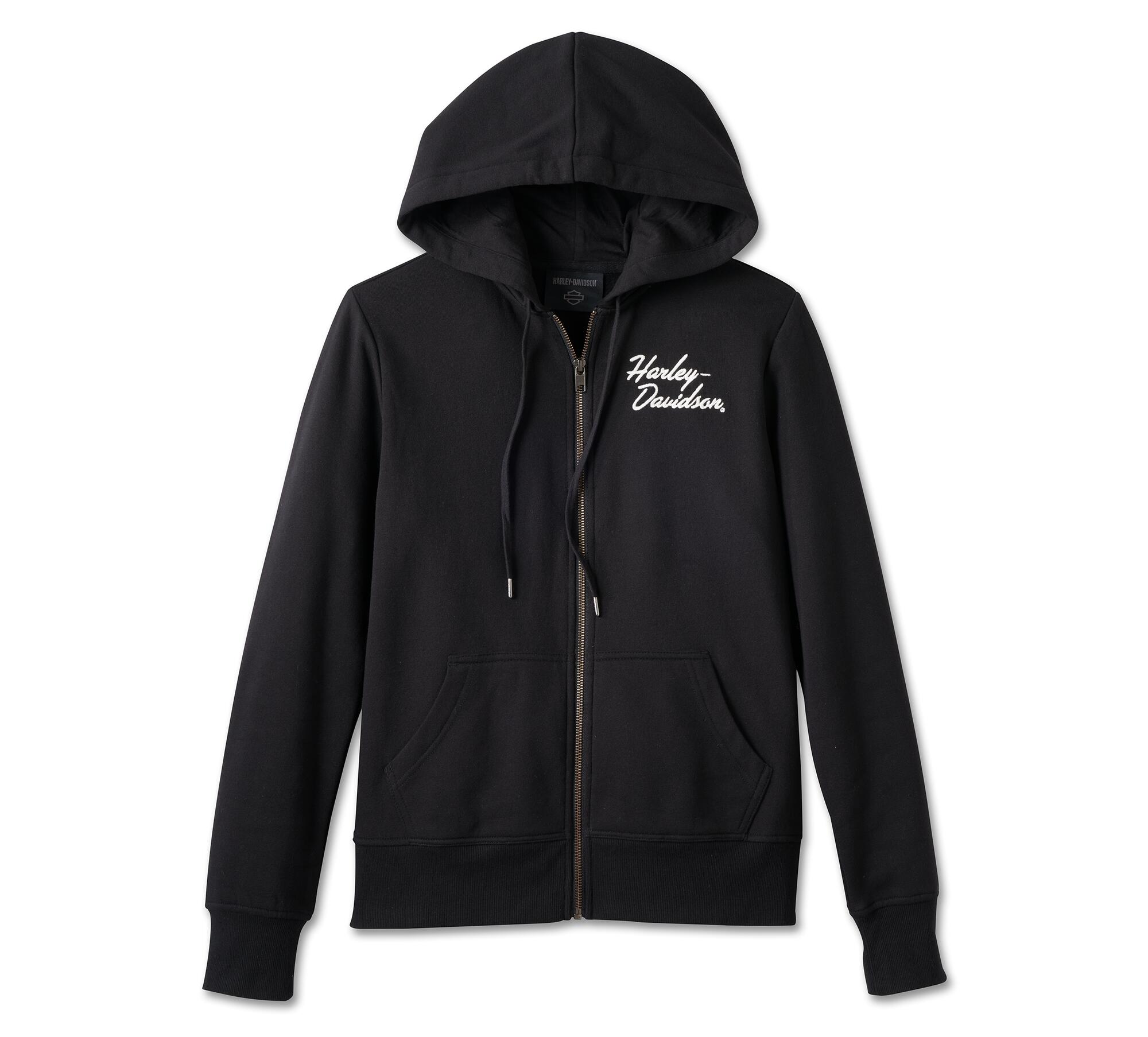 Women's Special Bar & Shield Zip Front Hoodie - Black Beauty