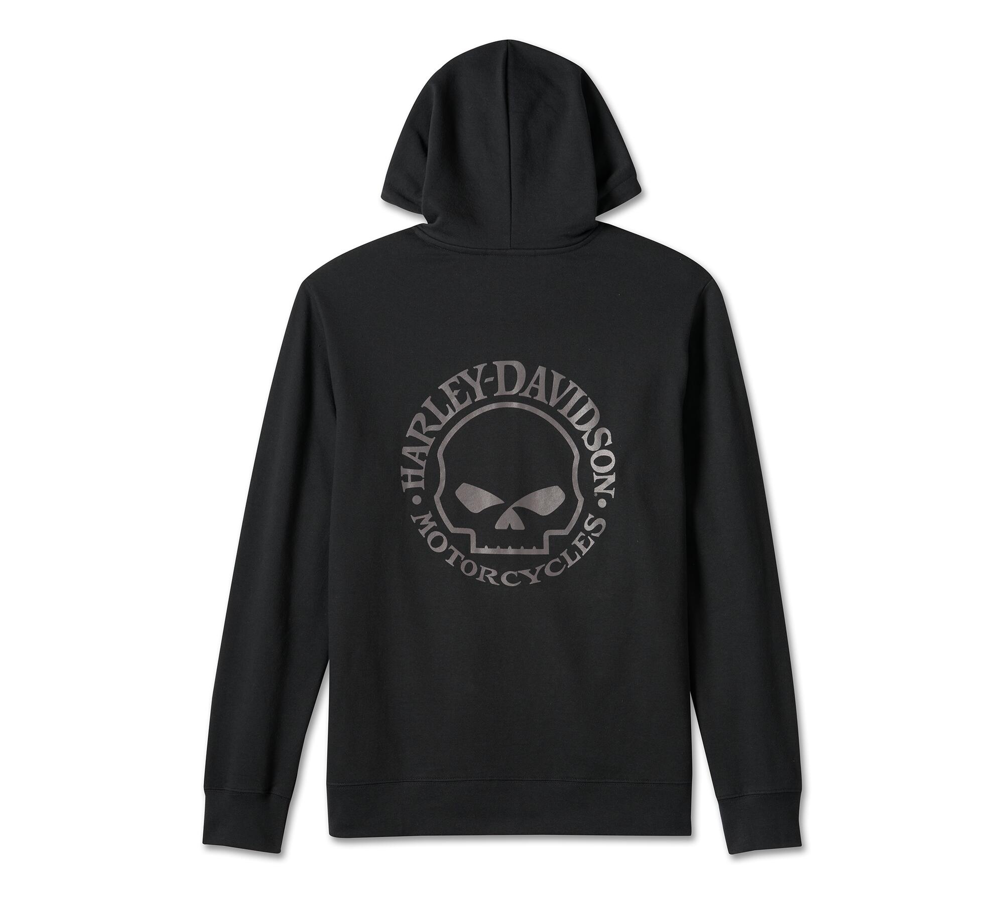 Harley-Davidson® Men's Willie G Skull Zip-Up Fleece Hoodie - Black