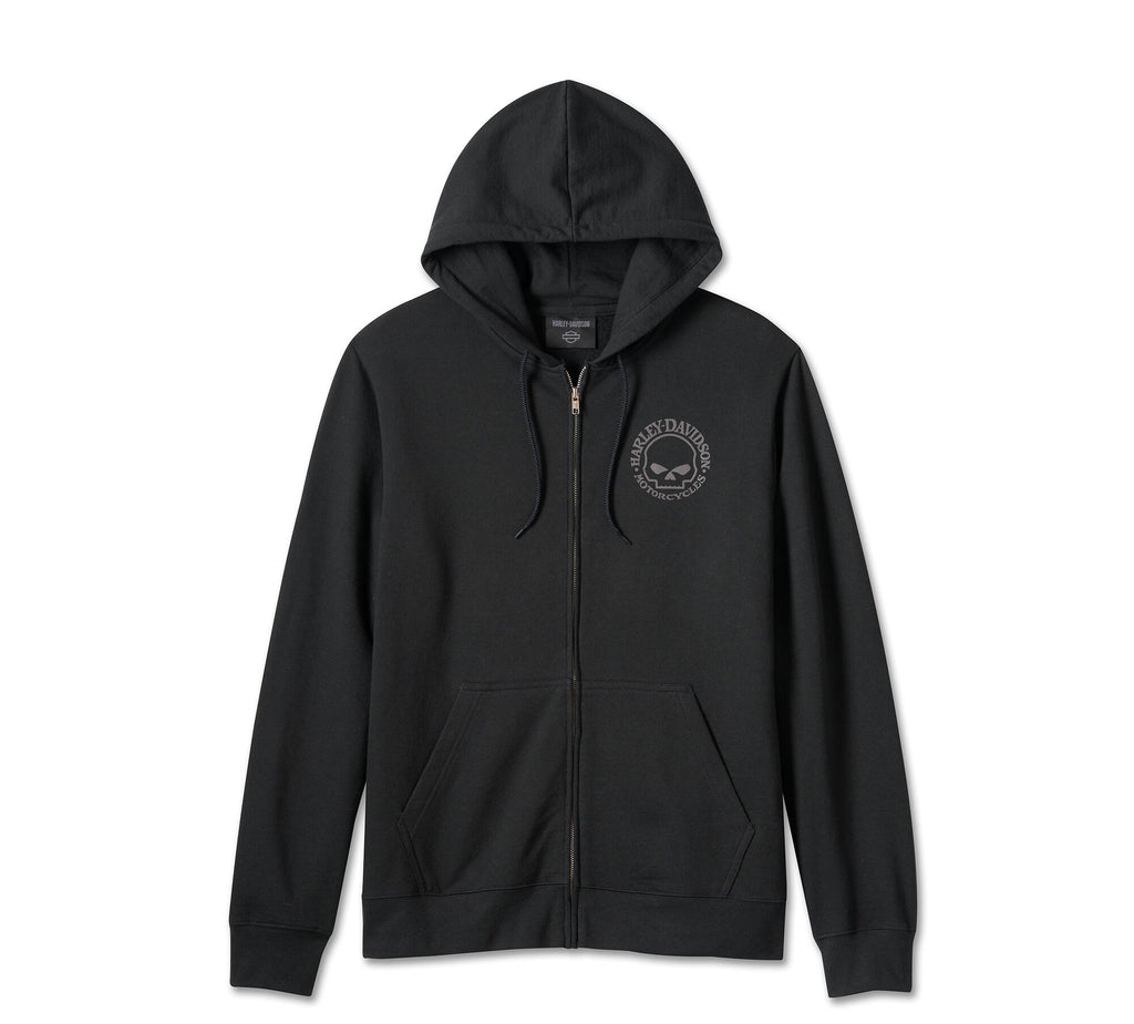 Harley-Davidson® Men's Willie G Skull Zip-Up Fleece Hoodie - Black