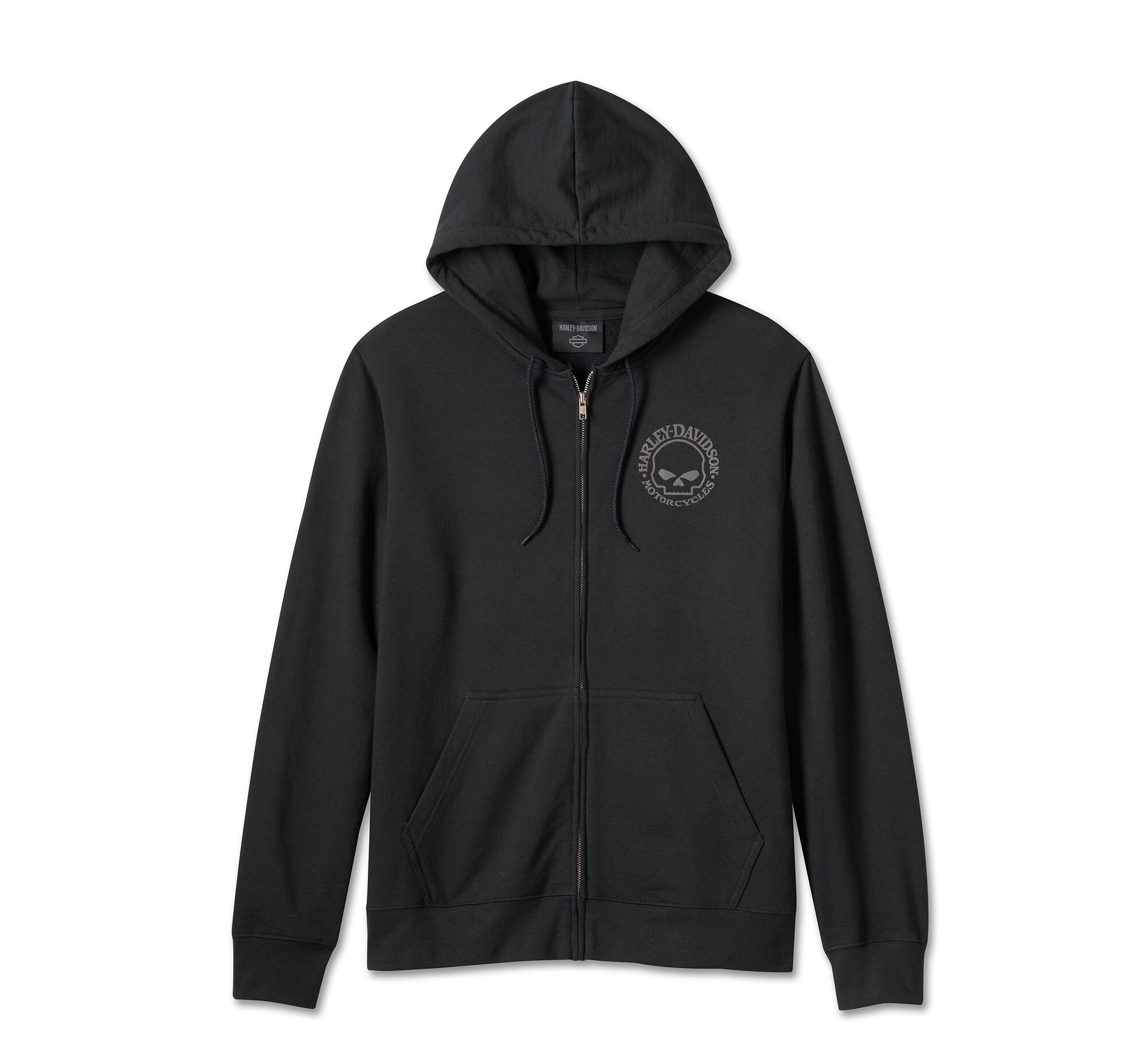 Harley-Davidson® Men's Willie G Skull Zip-Up Fleece Hoodie - Black