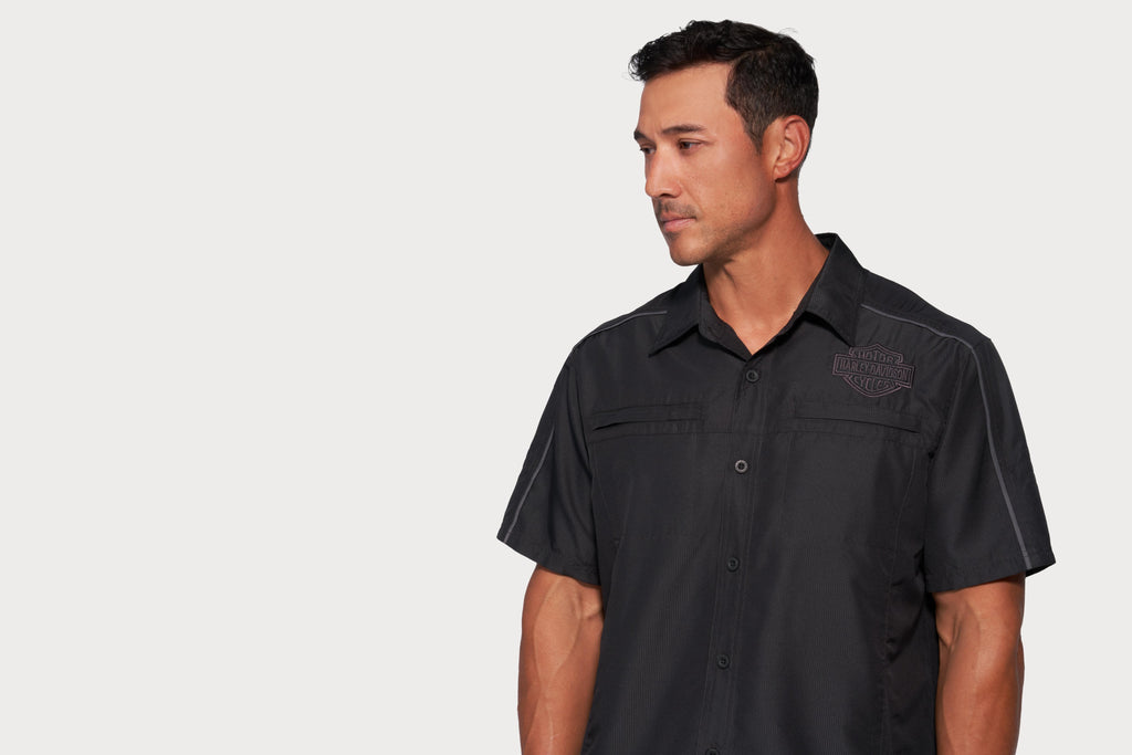 Men's Performance Bar & Shield Shirt - Black & Grey