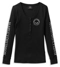 Harley-Davidson® Women's Skull Snap Front Long Sleeve Henley