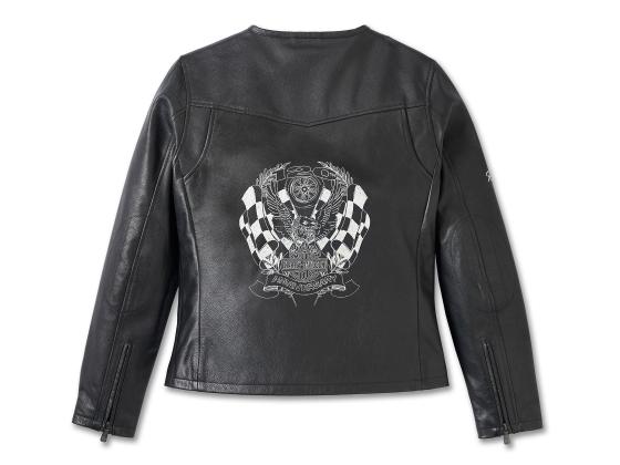Women's 120th Anniversary Cafe Racer Leather Jacket Black