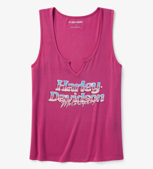 Women's Bling Chromatic Notch Neck Tank - Fuchsia