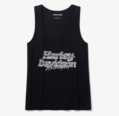 Women's Bling Chromatic Notch Neck Tank - Harley Black