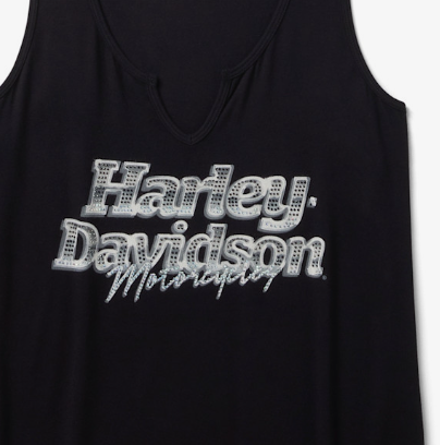 Women's Bling Chromatic Notch Neck Tank - Harley Black