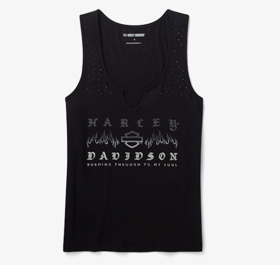 Women's Bling H-D® Slow Burn Notch Neck Tank - Harley Black