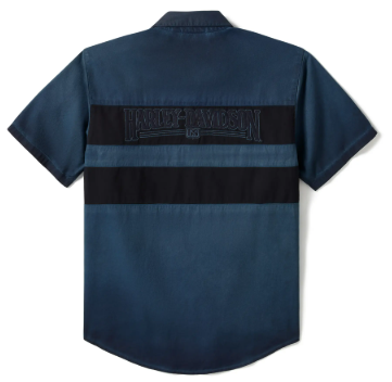 Men's Iron Bond II Short Sleeve Shirt - Colorblock - Mood Indigo & Harley Black