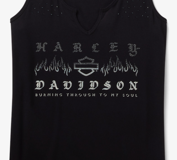 Women's Bling H-D® Slow Burn Notch Neck Tank - Harley Black