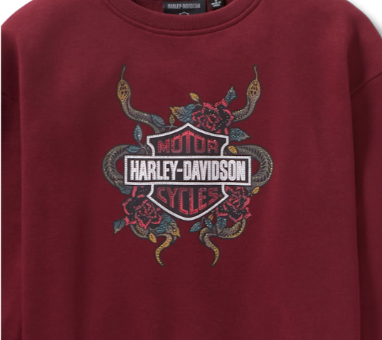 Women's Serpent Rose Bling Fleece - Maroon Banner
