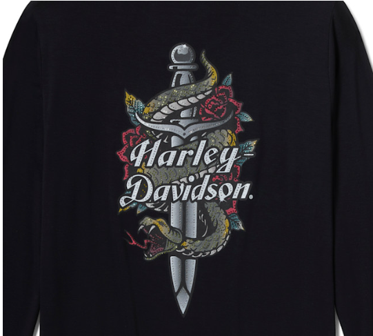 Women's Serpent Rose Bling Top - Harley Black