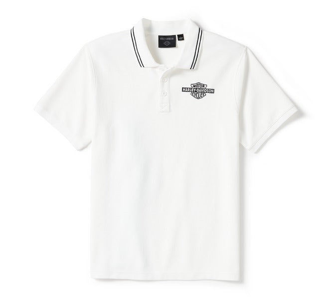 Men's Bar & Shield Solid Pique Polo - Bright White