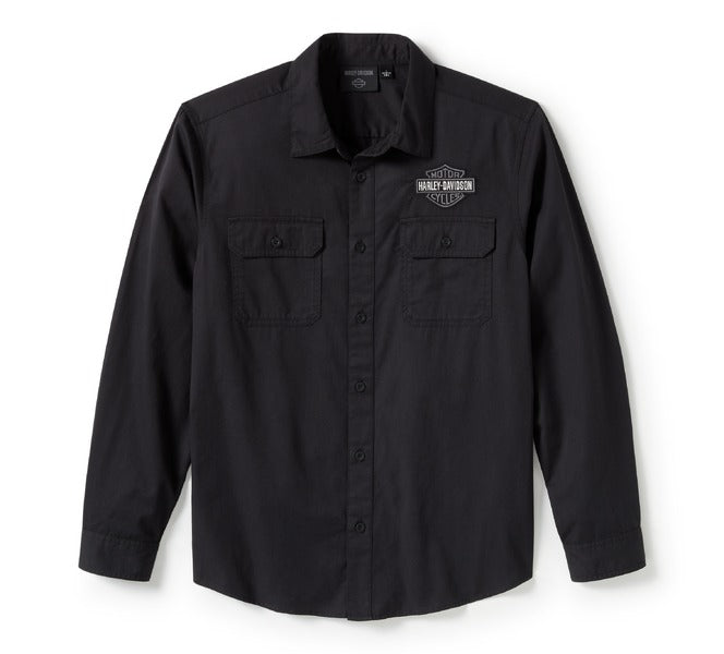 Men's Bar & Shield Solid Long Sleeve Shirt - Harley Black