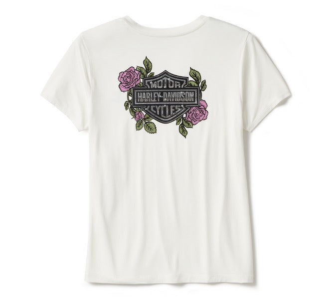 Women's Rose & Thorn Bling V Neck Tee